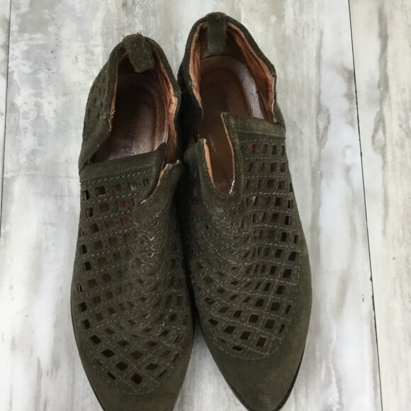 Jeffrey Campbell Taggert Lattice Olive Ankle Booties 10 - Picture 8 of 14